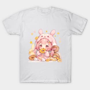 chibi girl and rabbit T-Shirt